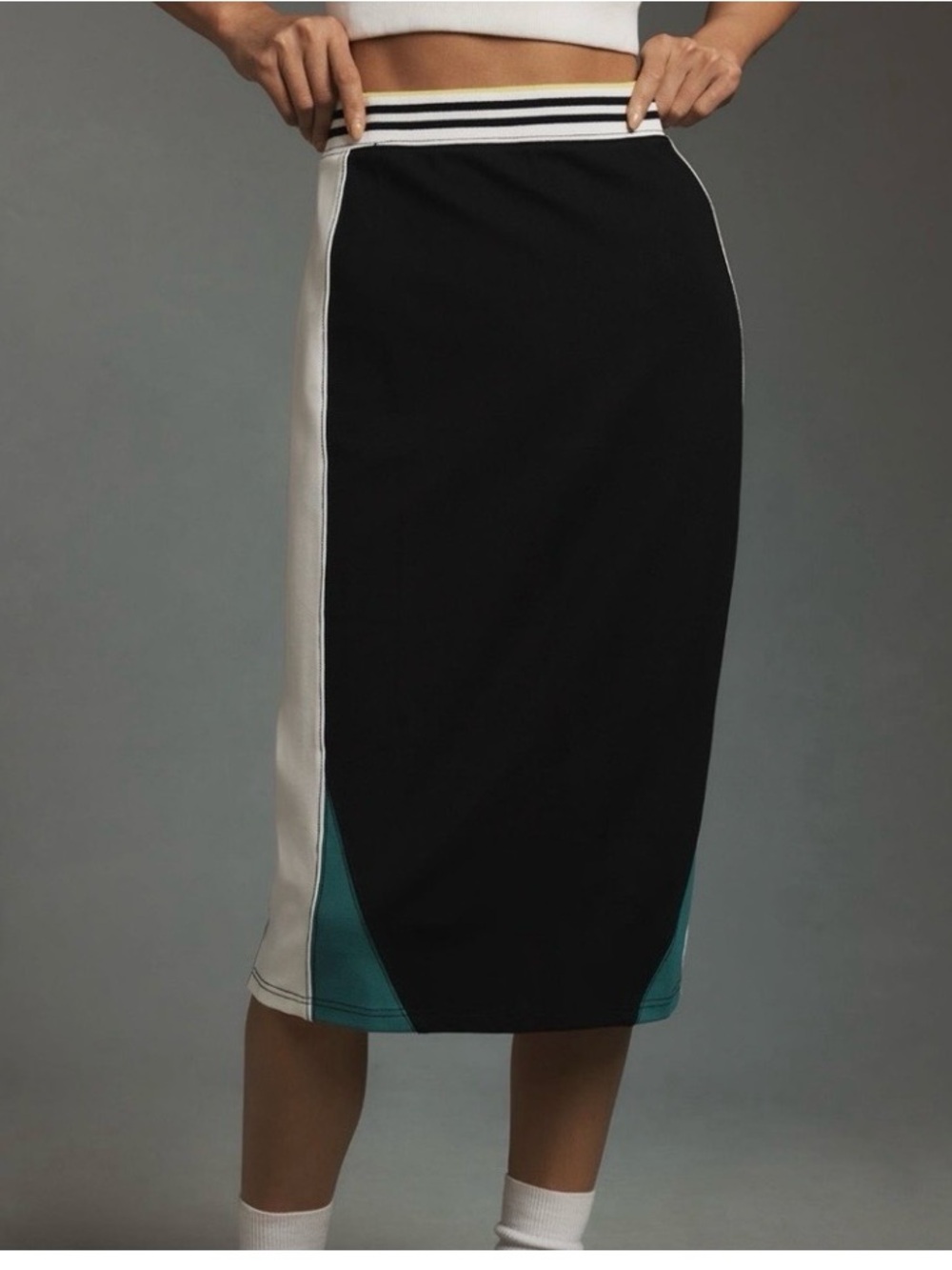 DAILY PRACTICE ANTHROPOLOGY | Full Court Slim Midi Colorblock Skirt | L